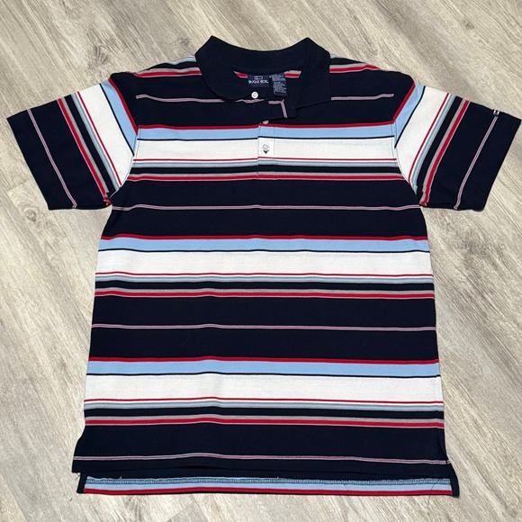 Bugle Boy Polo Shirt Mens Medium‎ Striped Short Sleeve Y2K Preppy Casual - Picture 1 of 6